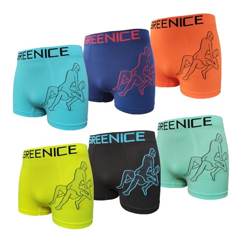 Junione 6er Pack Herren Boxershorts Retro Unterhose Seamless aus Microfaser (DE/NL/SE/PL, Alphanumerisch, XL, XXL, Regular, Regular, 6er Pack Farbmix 9)