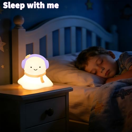 Image of Snow Baby Silicone Night Light - Rechargeable, Adjustable Brightness and Timer Function, Suitable for Children's Rooms and Bedrooms, Great Gift for Festivals