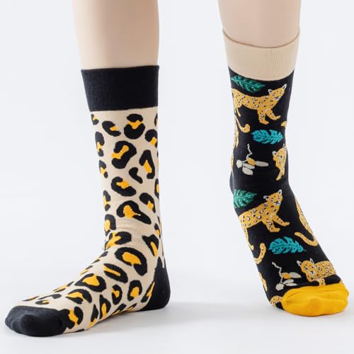 Image of 2 Pairs Cartoon Animal Crew Socks Fun Cotton Mid Calf Socks for Women