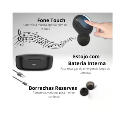 Fone de Ouvido Bluetooth 5.0 Par Sem Fio Duplo - Intra Auricular MIURI