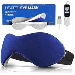Ezona Heated Eye Mask, Warm Eye Compress Mask for Dry Eyes, USB Electric Eye Heating Pad with Temperature & Timer Control, Dry Eye Mask for Blepharitis, Sinus Migraine (Indigo)