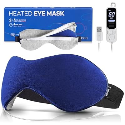 Ezona Premium Heated Eye Mask Bundle - Cordless & USB Electric Eye Compress Set for Dry Eyes Relief, Blepharitis, Sinus Migraine - Includes Washable Cotton Mask & Adjustable Timer Heating Pad