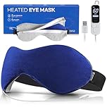 Ezona Heated Eye Mask - Warm Eye Compress Mask for Dry Eyes, USB Electric Eye Heating Pad with Temperature & Timer Control, Dry Eye Mask for Blepharitis, Sinus Migraine (Indigo)