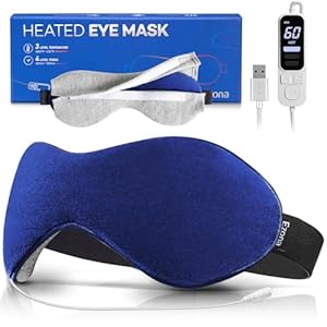 Ezona Heated Eye Mask, Warm Eye Compress Mask for Dry Eyes, USB Electric Eye Heating Pad with Temperature & Timer Control, Dry Eye Mask for Dry Eyes, Blepharitis, Sinus Migraine (Indigo)