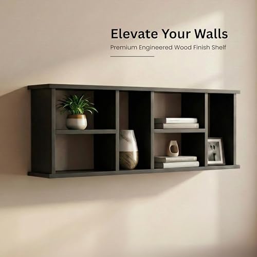 Image of Home Sparkle Rectangular Wall Shelf | Multiple Section MDF Wall Shelve Display Rack for Home Kitchen Bedroom and Living Room (Black)