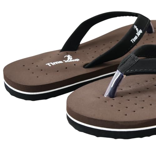 Image of Perforated Flip Flops, Burgundy with Black Straps, Casual Beach Sandals
