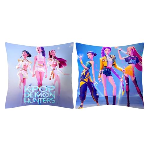 GISEO Cartoon Pillow Covers 2 Pack 18 x 18 Korea Pop Unique Designs Decorative Throw Pillow Cases for Themed Parties & Room Decor