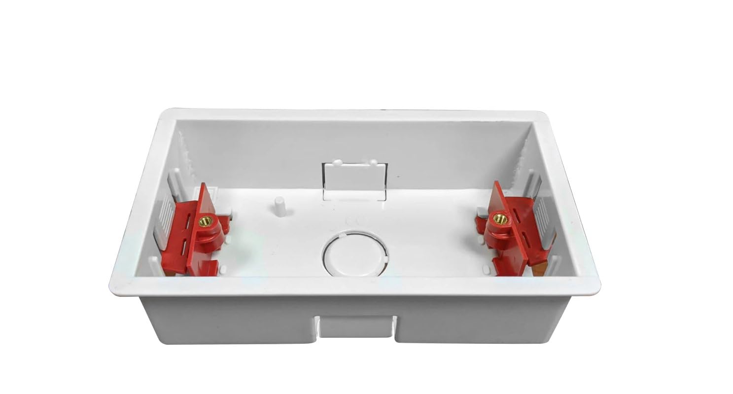 Dry Wall Back Box 2Gang 35mm Plastic Double Dry Lining Plasterboard Wall Back Box 35mm Electrical Socket Switch Recessed Wall Pattress 35mm
