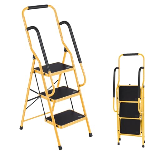 3-Step Folding Ladder with Handrails