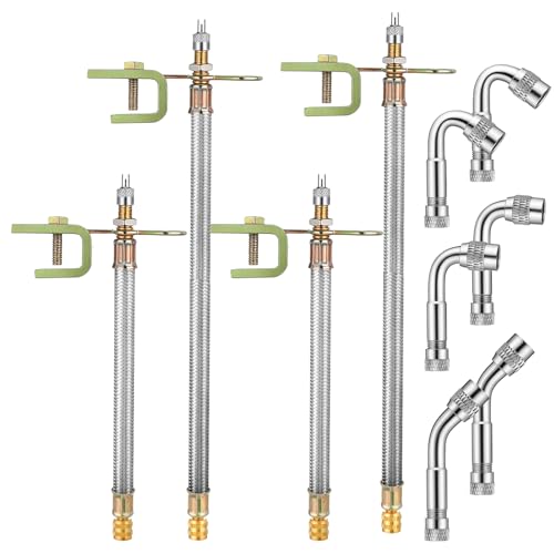 10 PCS Stainless Steel Dually Valve Stem extender Includes 4 Dual Tire Valve Extension (7 12) and 6 Valve Extender Adaptor(45 90 135) for Cars Trucks Motorhome Trailer Rv Trailer Vehicle