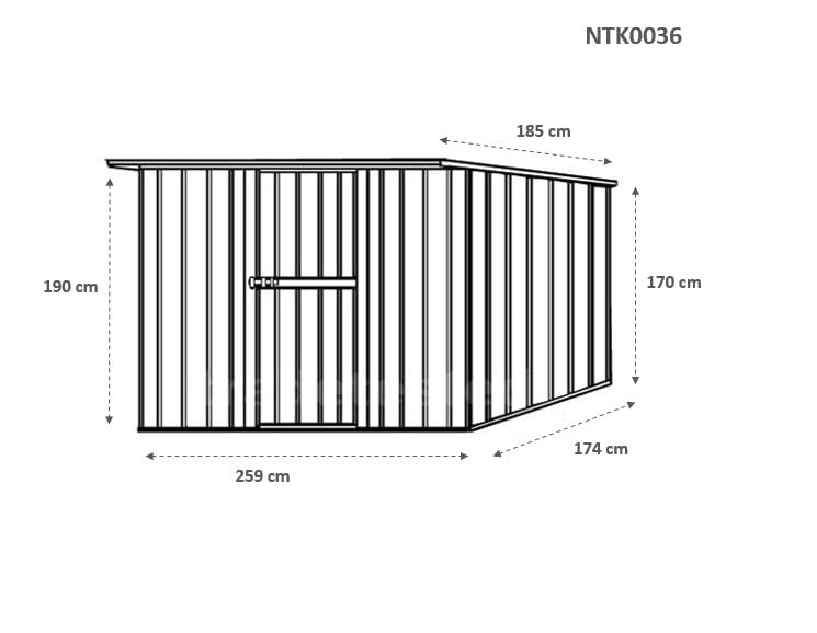 Box in Acciaio Zincato Casetta da Giardino in Lamiera 2.60 x 1.85 m x h1.92 m - 85 KG – 4,8 metri quadri (Finitura Legno)