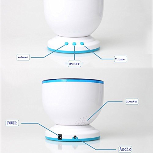 IDS Ocean Daren Wave Light Projector Speaker, 3.5mm Audio Jack and Built-In Speakers, Blue LED