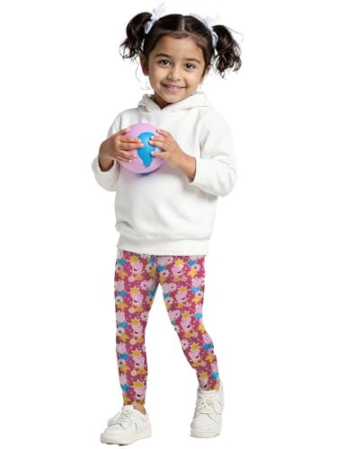 Image of The Souled Store Peppa Pig: Pinky Pig Girls Pull On Pink All Over Printed Regular Fit Cotton Leggings (2-8 Yrs)