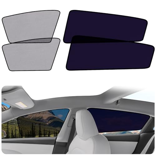 XCBYT Car Window Shades for Tesla Model 3 Highland 2024-2026 Static Cling Privacy Rear Side Window Covers Clear Front Half Window Shades Easy Install No Residue (4 PCS)