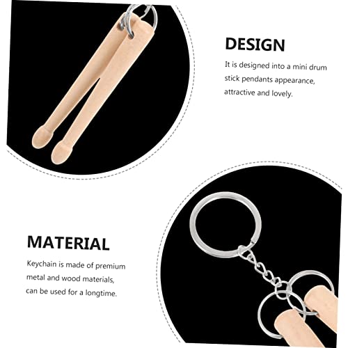 Llaveros de baquetas mini de madera y metal miniatura 3