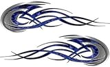 Weston Ink Tribal Flame Custom Motorcycle Tank Vinyl Decals Inferno Blue