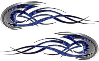 Image of Tribal Flame Custom Motorcycle Tank Vinyl Decals Inferno Blue