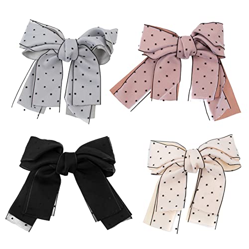 Framendino, 4 Pack Large Bow Hair Clips Knot Barrette French Hairpins Hair Accessories for Women Girls Wedding Party