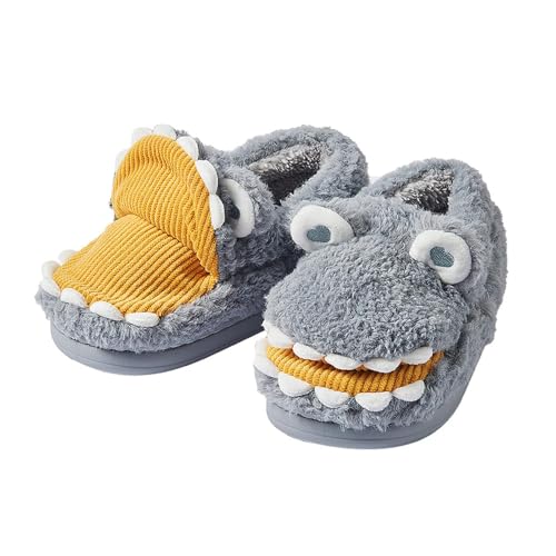 Dinosaur Slippers Indoor Shoes Anti Skid Sole Home Shoes for Dorm Living Room, Gray, 38 to 392