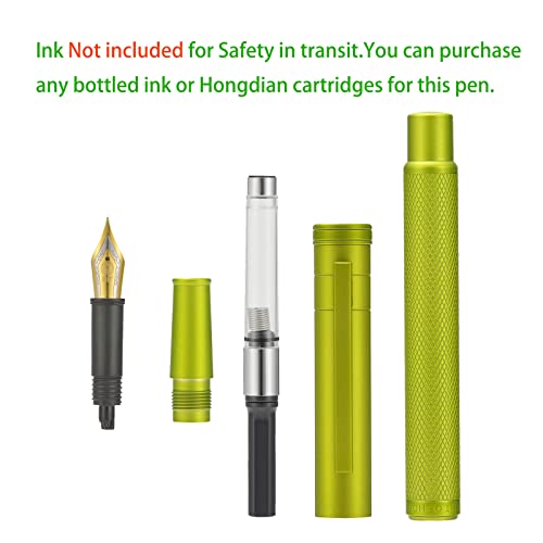 Image of Asvine Mustard Yellow Forest Fountain Pen Extra Fine Nib, Classic Design with Converter and Metal Pen Case, The Light of Hope Serise