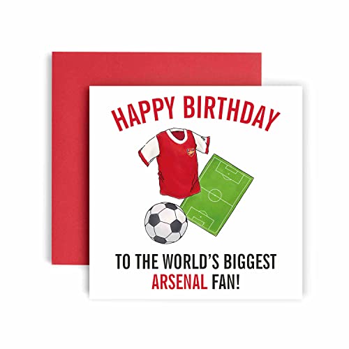 Huxters Football Cards for Arsenal Fans – Happy Birthday Card for Dad, Husband, Grandad, Brother, Son – Men Birthday Card for him - Football Themed Illustrations 14.8cm (Arsenal)