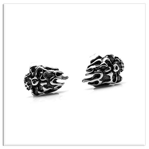 Xusamss Punk Body Piercing Earrings Titanium Steel Flame Skull Crystal Eye Stud Earrings3