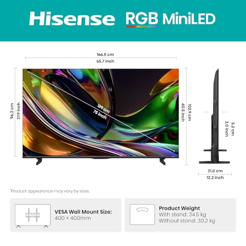 Image of Hisense 75 Inch 75UR8S | RGB MiniLED | Hi-View AI Engine RGB | Native 180Hz Game Mode | Up to 3500 nits Peak Brightness | IMAX Enhanced | 2.1.2 Multi-Channel Surround | AI RGB Light Sensor
