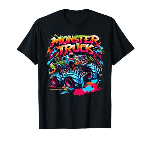 Monster Truck Retro Colorful Graffiti Toddlers Youth Adults T-Shirt