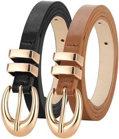 Damesriemen 2 stuks - Leren riem zwart en bruin 105 cm verstelbaar Damesriemen 2 stuks - Leren riem zwart en bruin 105 cm verstelbaar