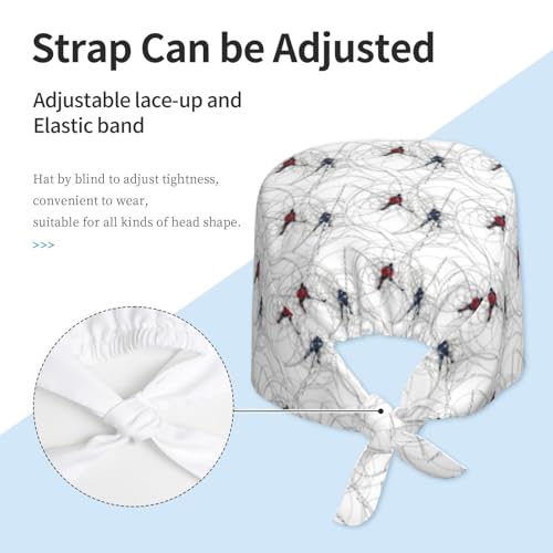 Image of Working Cap Scrub Cap with Sweatband Adjustable Unisex Women Tie Back Hat Nurse Surgical Caps