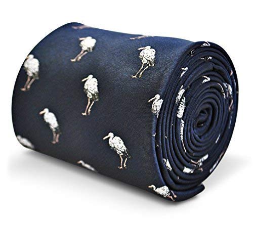 Frederick Thomas Men's Navy Blue Microfibre Tie With Heron Pattern, Classic 8Cm Width, 147Cm Length Necktie Ideal For Office Wear, Weddings, Formal Events, Dinner Parties And Special Occasions