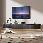 PURFINO Floating TV Stand Unit with RGB LED Light - 180CM Wall Mounted TV Cabinet with Upgraded Storage & Rounded Edges, Modern TV Media Console for 65-75 Inch TVs
