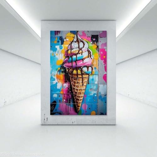 Toile cône de glace vanille graffiti pour une décoration murale de salon moderne - 4