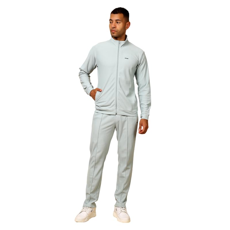 Regular Fit Solid Tracksuit (Light Green) for Men Solid Tracksuit Light Green designed with Zip closure and Knitted material M-image-27