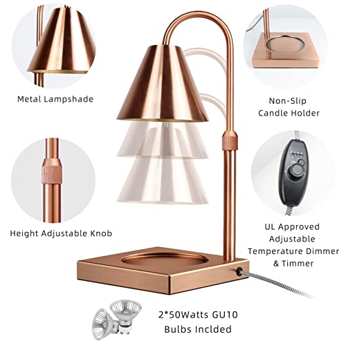 Candle Warmer Lamp, Dimmable Metal Candle Lamp Warmer Height Adjustable, Compatible With Yankee Candle And 3 Wick Large Jars, Candle Warmer Lamps Scented Wax For Home Decor (Metal Base-Rose Gold) #TOP7