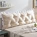 ZZYK Tête De Lit Rectangulaire Coussin De Chevet Lecture Coussin Lit Pack Soft Avec Couverture Amovible Convient Pour Regarder La Télévision, Lire, Se Détendre,Beige,47"/120cm