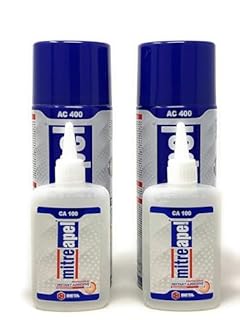 MITREAPEL Super CA Glue (2 x 3.5 oz) with Spray Adhesive Activator (2 x 13.5 fl oz), Cyanoacrylate Super Glue for Plastic, Glass, Ceramic, DIY, 3D Printing with Microtips - 2 Pack
