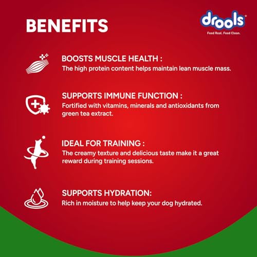 Image of Drools All Life Stages Dog Treats Creamy 5 Sticks Tasty & Nutritious Snack for All Breeds (15g x5) 75g | Chicken & Spinach Flavour | Ideal for Training | Supports Hydration | Boost Muscle Health