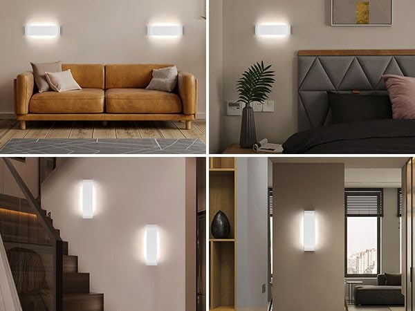 Lightess 2er 16W LED Wandleuchte Innen Weiß Wandlampe LED Innen Modern Up Down Licht Wandbeleuchtung Kaltweiss Treppenhuas Beleuchtung IP44 Flurlampen für Wohnzimmer Schlafzimmer Flur aus Aluminium