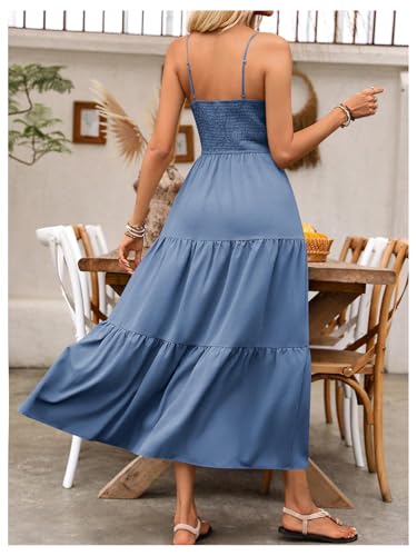 Image of BEAUDRM Women's Summer Maxi Dresses Boho Summer Wedding Guest Dress Beach Vacation Outfits Cruise Flowy Milkmaid Sundresses
