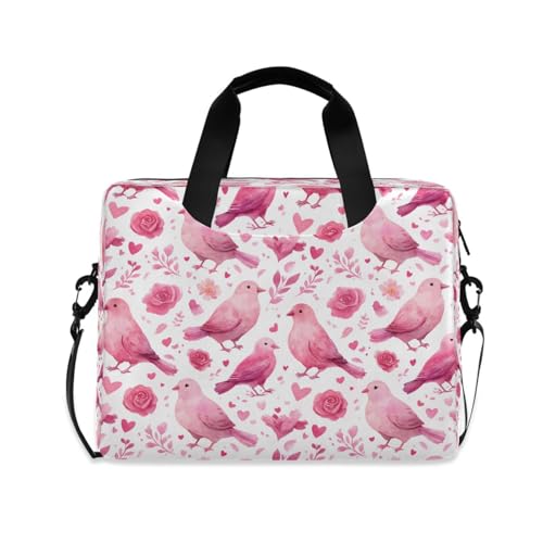 Bolso para portátil rosa con diseño de pájaros en estilo empresarial miniatura 1
