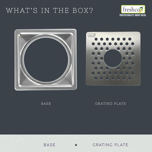 Image of Freshco Luxury 5x5 Floor Drain Jali - Emerald Design (with Hole) - for Washing Machine Pipe - Premium SS 304 (1.5mm) - Frame & Grating Only (No Trap)