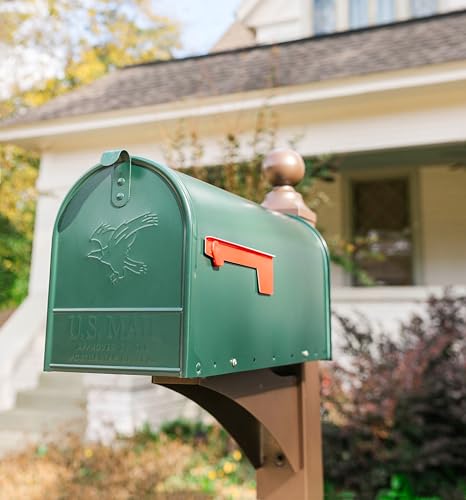 Image of Gibraltar E1600GAM Elite Post-Mount Mailbox, Large, Green Steel - Quantity 1