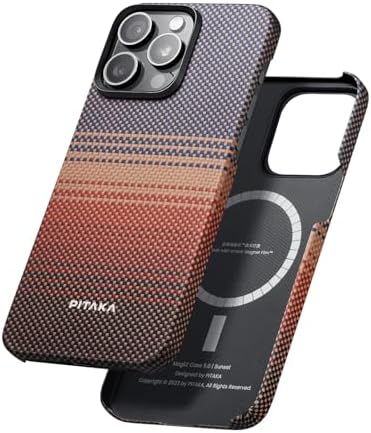 pitaka for iPhone 15 Pro Case 6.1" with Caseless Feeling, Aramid, Sunset