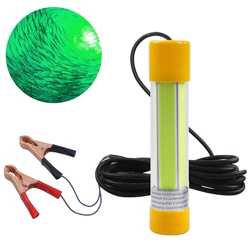 OROOTL Underwater Fishing Light Super Bright 16000 Lumens 21.5W 12V LED Night Fishing Light Deep Drop Fish Lamp Fishing Bait Finder for Shrimp Prawns Squid Boat Dock, Green
