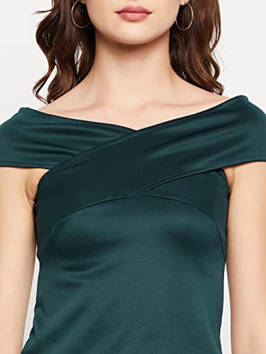 Image of LE BOURGEOIS Women Solid Slim Fit Western Off-Shoulder Short Sleeve Crop Top