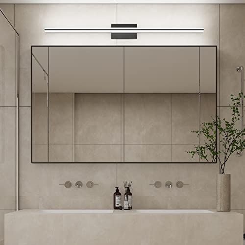 Image of SOLFART Vanity Lighting Fixtures 48 Inch Modern Black Bathroom Vanity Lights Over Mirror 6000K ND 28W