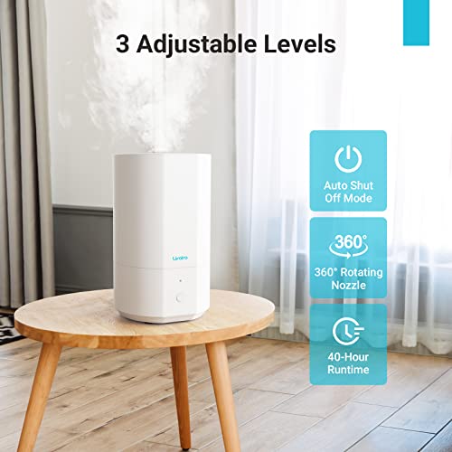 Livatro 4L Top Fill Humidifiers For Bedroom Large Room Nursery, Cool Mist Humidifier With Ultrasonic Quiet, Auto Shut-Off And Easy To Clean, Last Up To 40 Hours, White #TOP3
