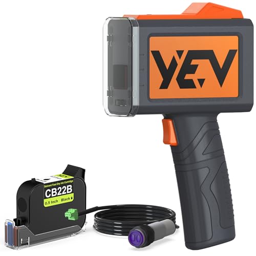 Image of YEV Handheld Inkiet Printer VP127 Upgraded Enhanced 16-Hour Continuous Printing with Photoelectric Sensor for Batch Numbers, Logos, Serial Numbers, Barcodes, and QR Codes on Various Materials (Orange)