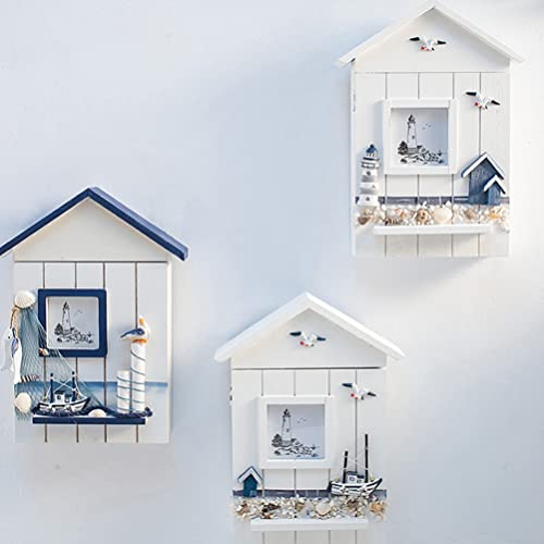 Lifkome Mediterranean Style Key Cabinet Wood Nautical Style Wall Mounted Wooden Key Holder Storage Box Cabinet Wooden Key Box Wall Mount Hanging Decorative Handmade Key Holder Home Decor #TOP5